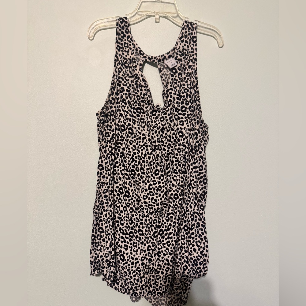 Old Navy Black and White Animal Print Tank Top